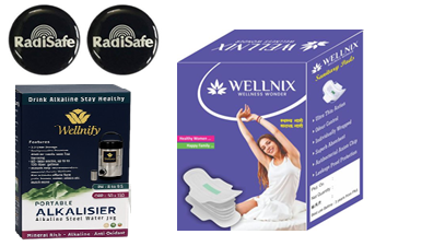 HEALTHY AQUA WATER JAR + 3 ANTI RADIATION CHIP + 3 WELLNIX SANITORY PAD