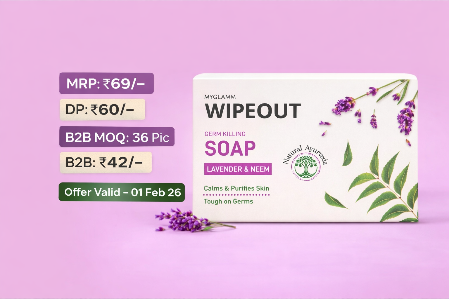 MYGLAMM WIPEOUT GERM KILLING SOAP – LAVENDER & NEEM