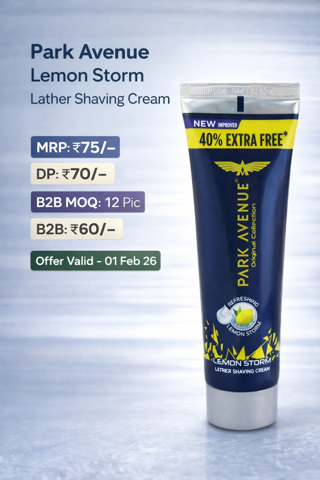 Park Avenue Original Collection Lemon Storm Lather Shaving Cream (40% Extra Free)
